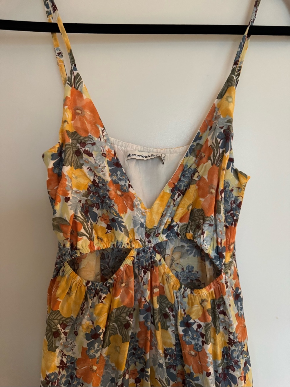 NWT Abercrombie & Fitch Yellow Floral Cutout Maxi Dress US SM - Picture 6 of 15